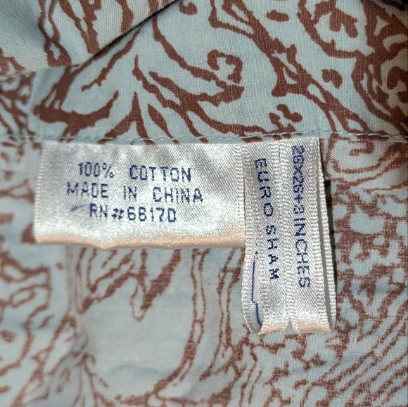 Urban Outfitters Euro Shams Set Of 2 Paisley Brown Blue Cotton Vintage Retro - Picture 3 of 7